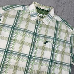Ecko Unltd Shirt Men's Large Green‎ White Plaid Short Sleeve Button Up Y2K